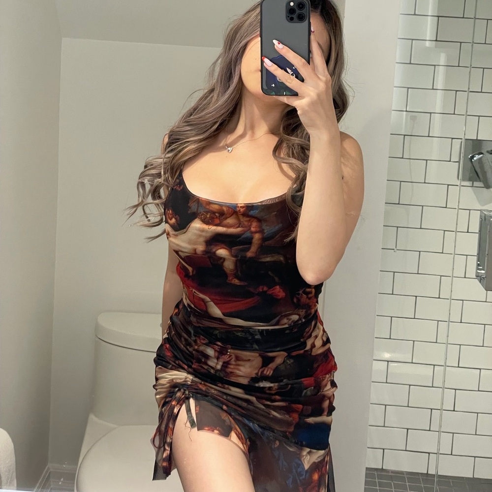PRETTY LITTLE THING Elegant Multicolor Artistic Print Dress